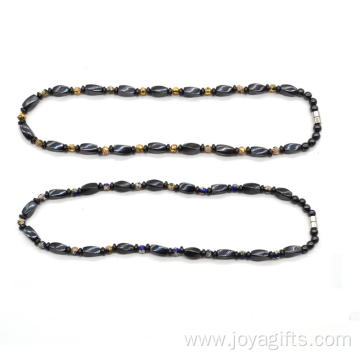 Magnetic Jewelry Hematite Twist Beads Necklace with Cloisonne Beads and Magnetic Twist Beads